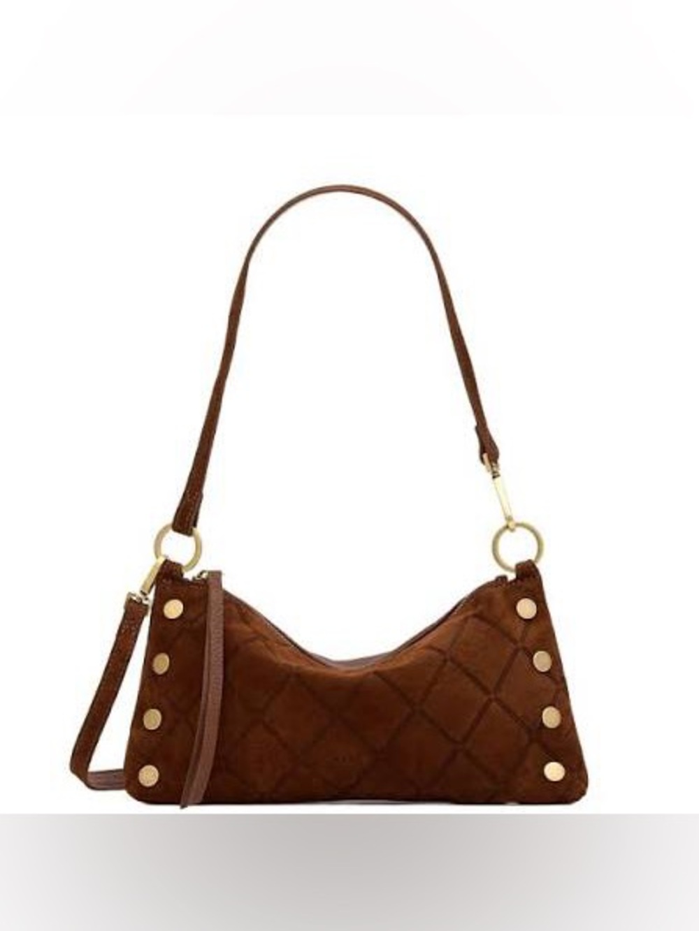 Hammitt Kyle Chocolate Diamond Suede Antique Gold Small Crossbody